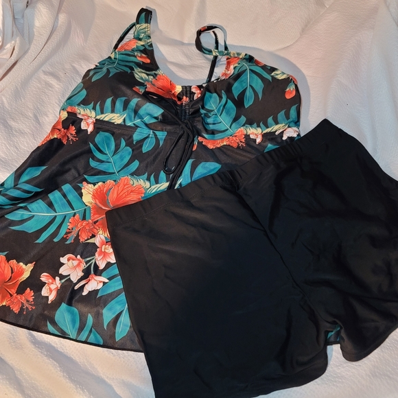 NWOT MODEST tankini floral boyshort tummy control swim suit bathing - Picture 4 of 11